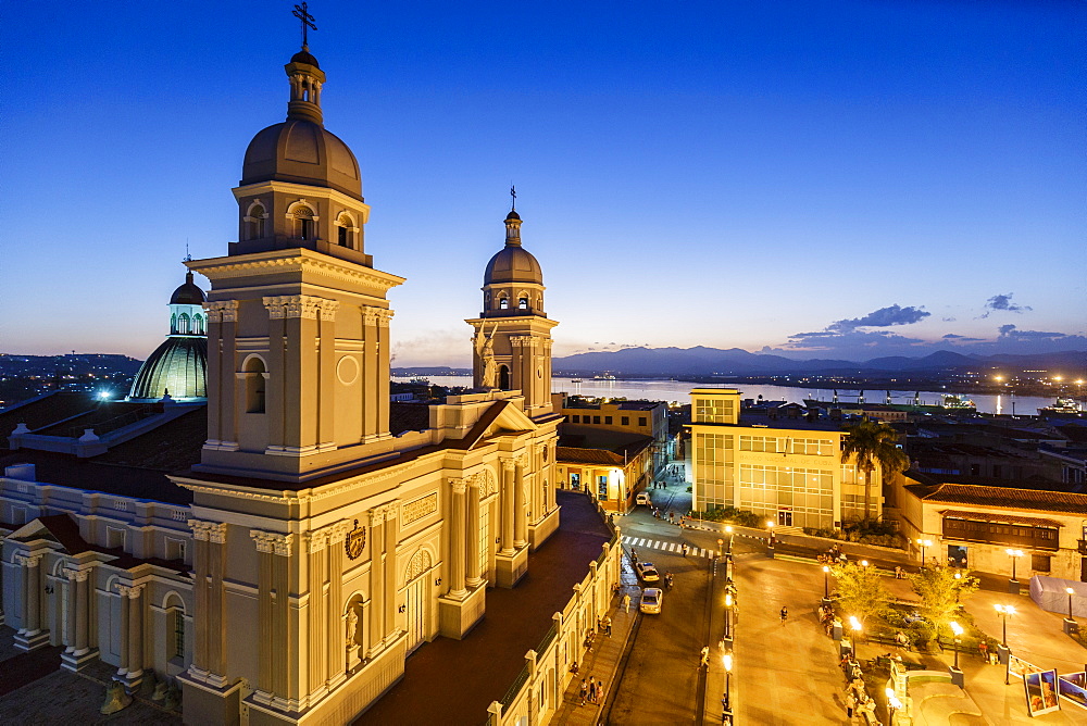 Nuestra Senora de la Asuncion Cathedral at Parque Cespedes, Santiago de Cuba, Cuba, West Indies, Caribbean, Central America