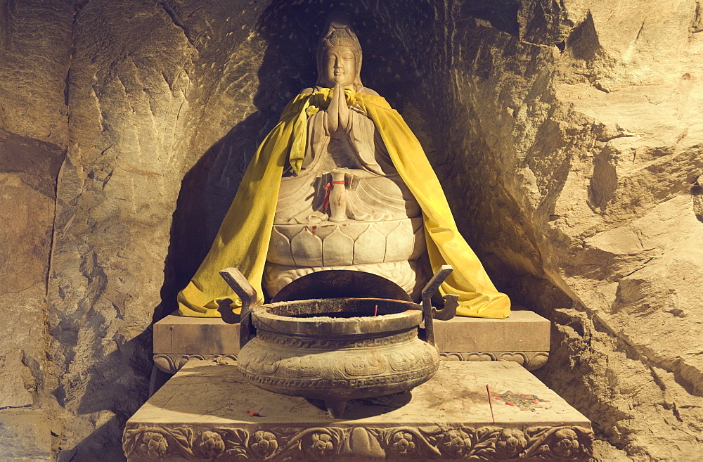 Buddha statue in grotto, Tanzhe Temple, Beijing, China, Asia