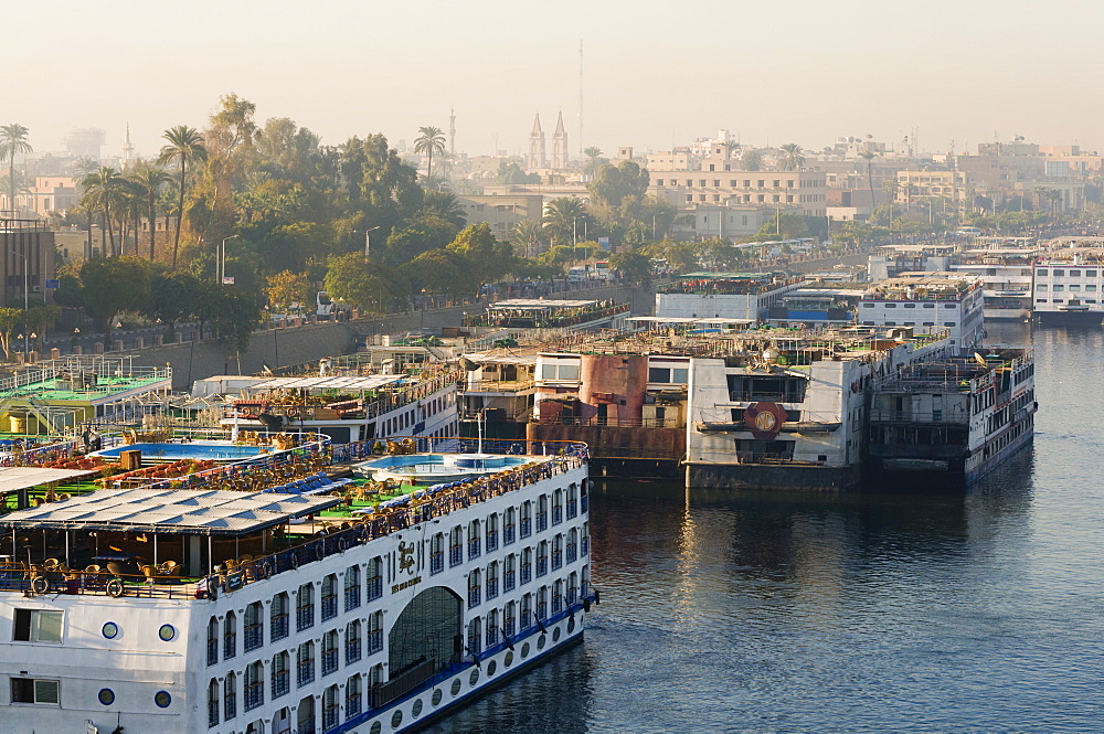 Cruise ships on the River Nile, Luxor, Egypt, North Africa, Africa