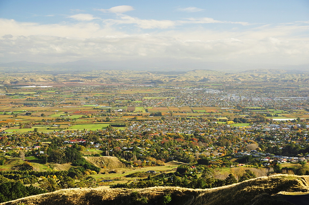 View of Havelock North and Hastings from Te Mata Peak, Hawke's Bay, North Island, New Zealand, Pacific