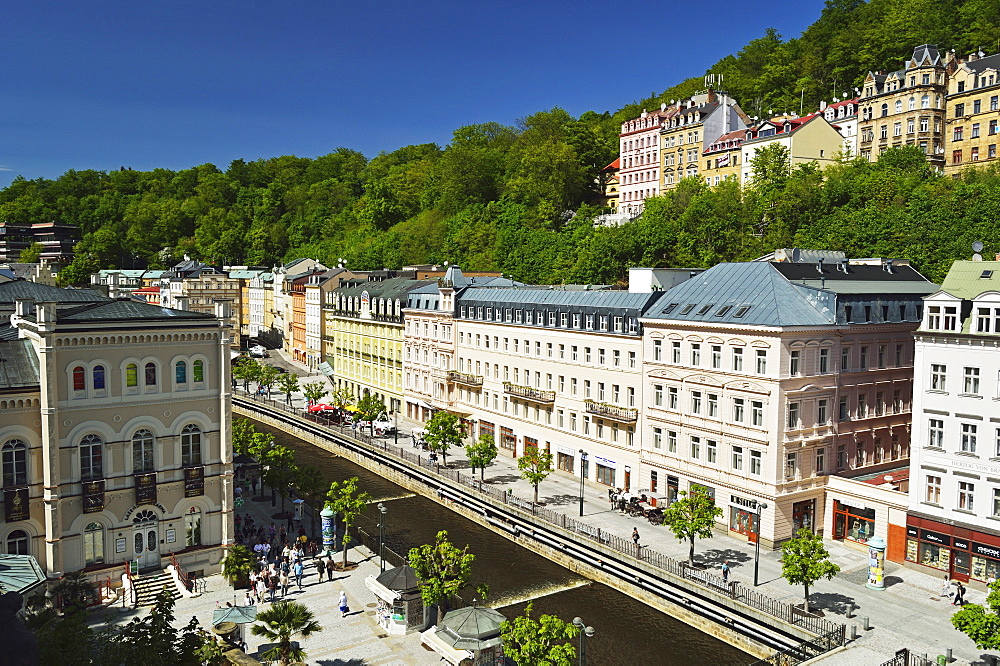 Historic spa section of Karlovy Vary, Bohemia, Czech Republic, Europe