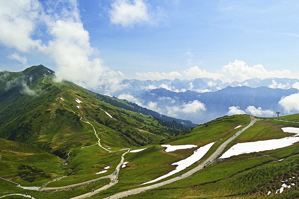 View of Fellhorn from Kanzelwand, Kleines Walsertal, Austria, Europe