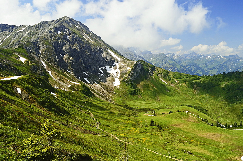 View of Hammerspitze from Kanzelwand, Kleines Walsertal, Austria, Europe