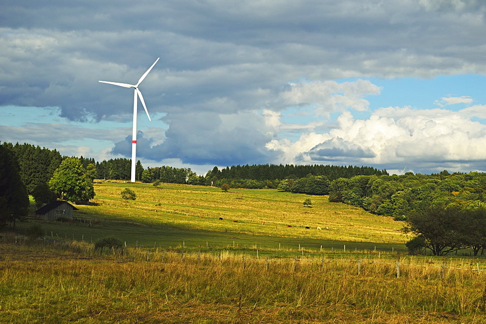 Wind turbine, Westerwald, Rhineland-Palatinate, Germany, Europe 