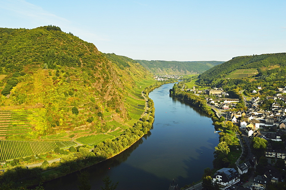 View of Ebernach and Moselle River (Mosel), Rhineland-Palatinate, Germany, Europe 