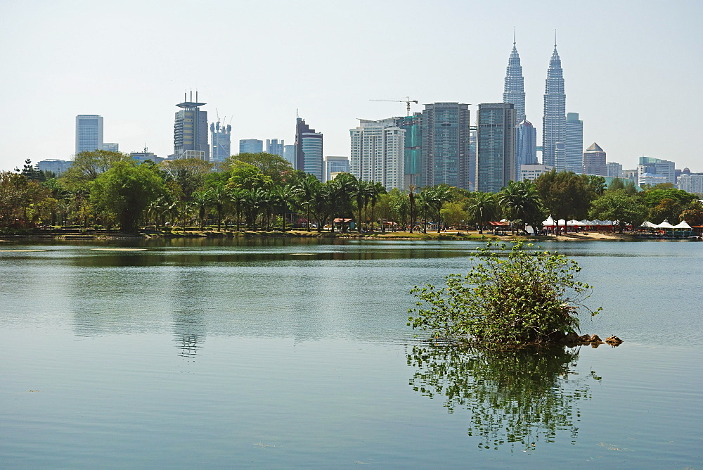 Kuala Lumpur skyline seen from Lake Titiwangsa, Kuala Lumpur, Malaysia, Southeast Asia, Asia