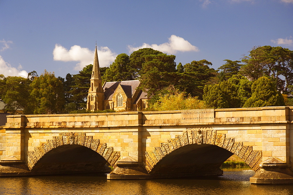 Ross Bridge and Uniting Church, Ross, The Heritage Highway, Tasmania, Australia, Pacific