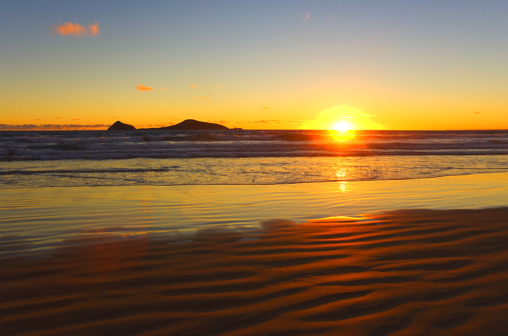 Whisky Bay and Bass Strait at sunset, Wilsons Promontory National Park, Victoria, Australia, Pacific