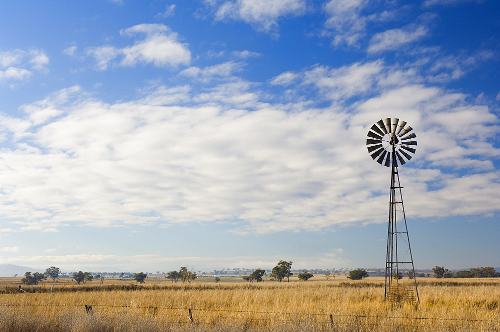 Windmill on pasture, Manilla, New South Wales, Australia, Pacific