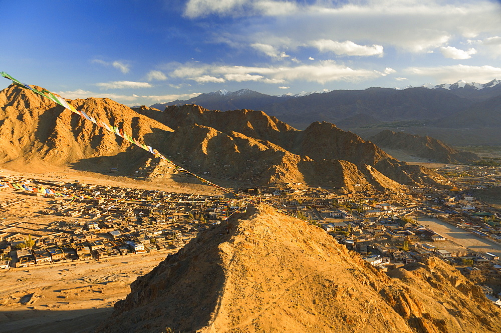 Peak of Victory and the town of Leh, Ladakh, Indian Himalayas, India, Asia