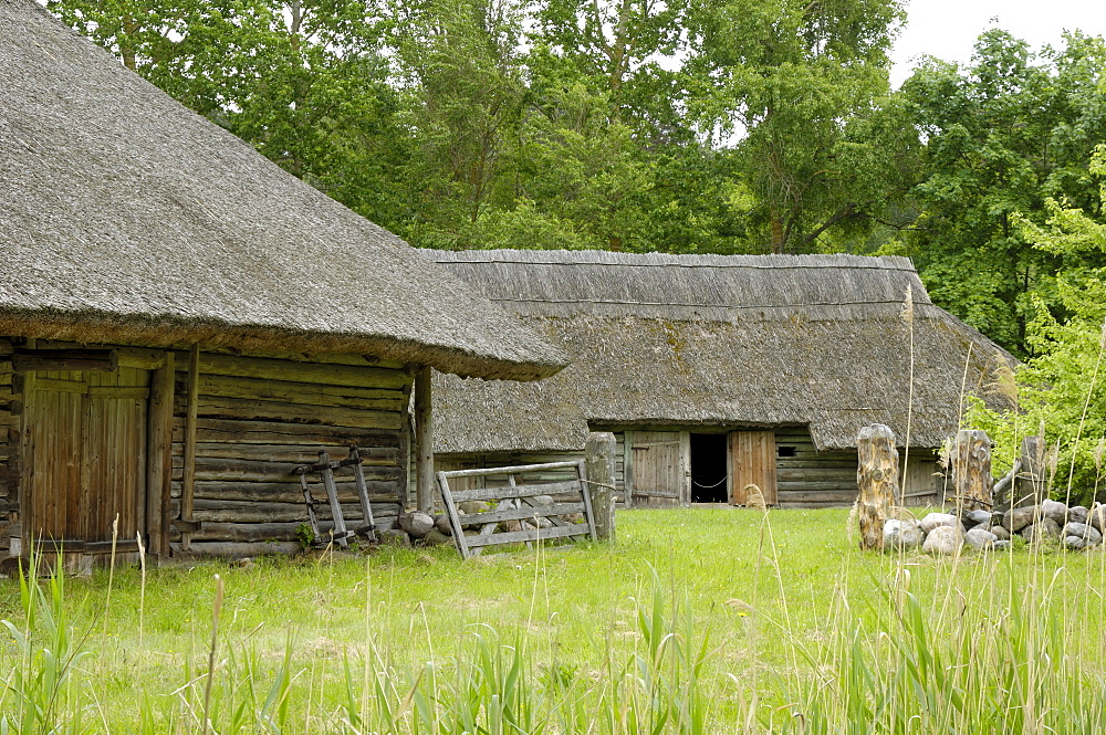 Traditional Lithuanian farmsteads from the Zemaitija region, Lithuanian Open Air Museum, Rumsiskes, near Kaunas, Lithuania, Baltic States, Europe