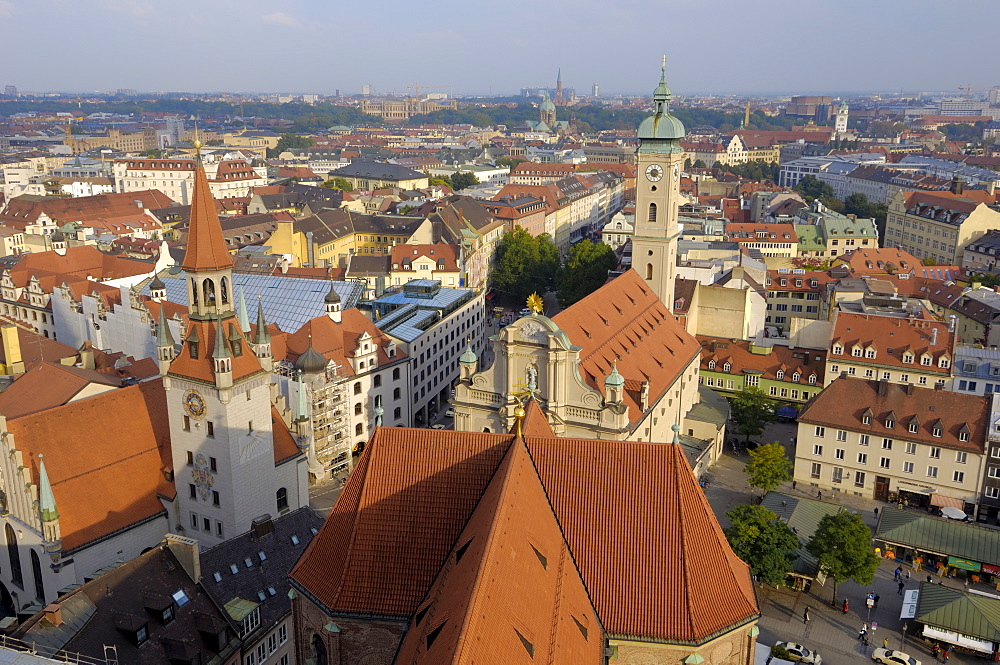 View of the city from the tower of Peterskirche (St. Peter's church), Munich (Munchen), Bavaria (Bayern), Germany, Europe