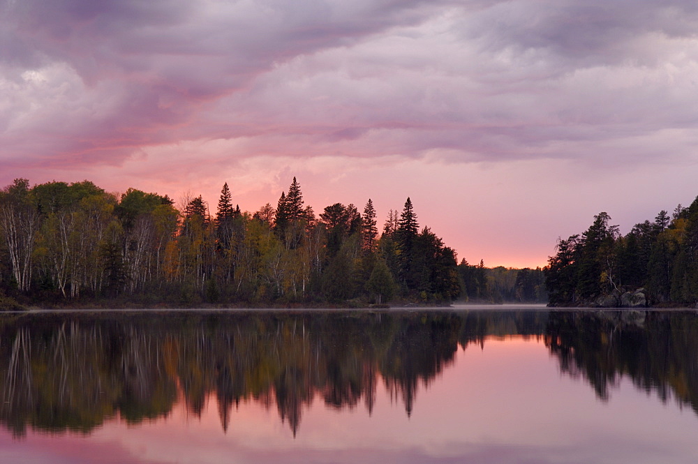 Sunset over Malberg Lake, Boundary Waters Canoe Area Wilderness, Superior National Forest, Minnesota, United States of America, North America