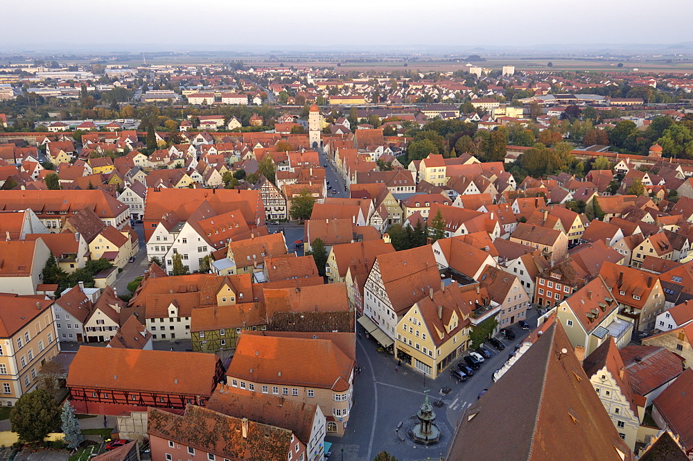 View of Nordlingen from Daniel, the tower of St Georgskirche (St Georges Church), Nordlingen, Bavaria (Bayern), Germany