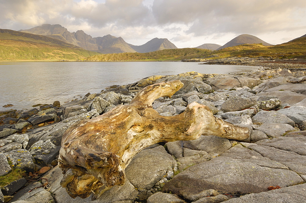 Cullin Mountains from Loch Slapin, Isle of Skye, Inner Hebrides, Scotland, United Kingdom, Europe