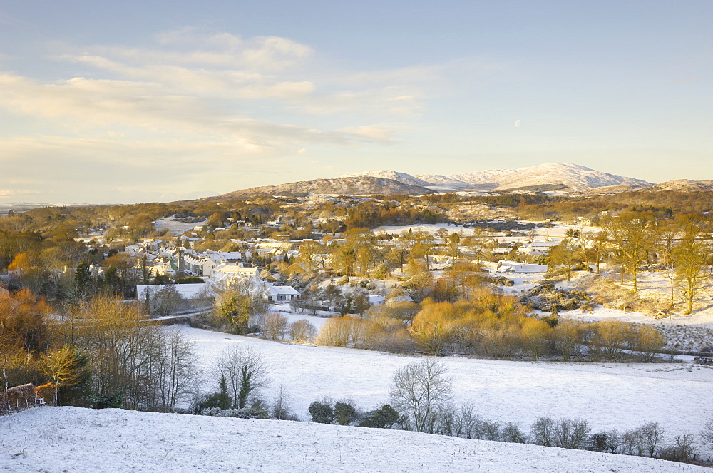 Gatehouse of Fleet in winter snow, Dumfries and Galloway, Scotland, United Kingdom, Europe