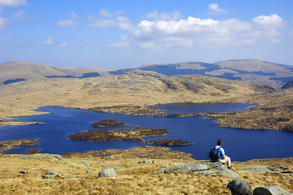 Loch Enoch from Merrick, Galloway Hills, Dumfries and Galloway, Scotland, United Kingdom, Europe