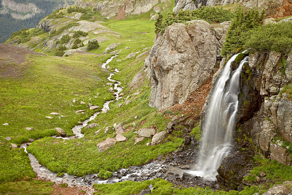 Porphyry Basin Waterfall, San Juan National Forest, Colorado, United States of America, North America