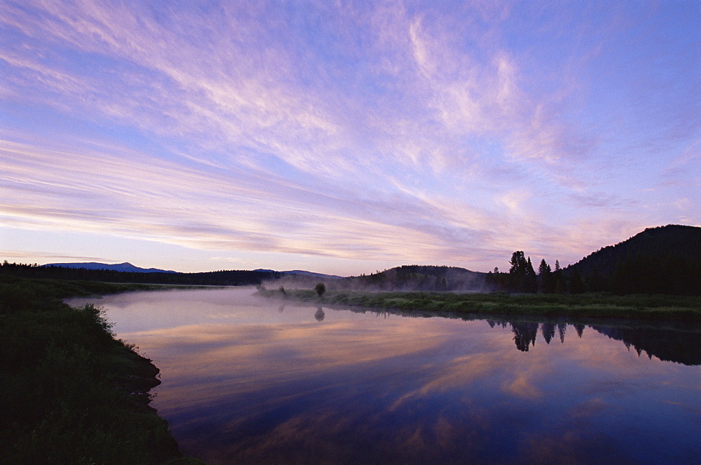 Oxbow Bend at dawn, Grand Teton National Park, Wyoming, United States of America, North America