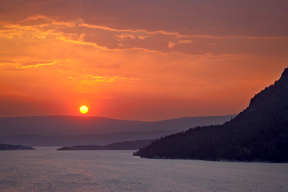 Sunrise over St. Mary Lake, Glacier National Park, Montana, United States of America, North America