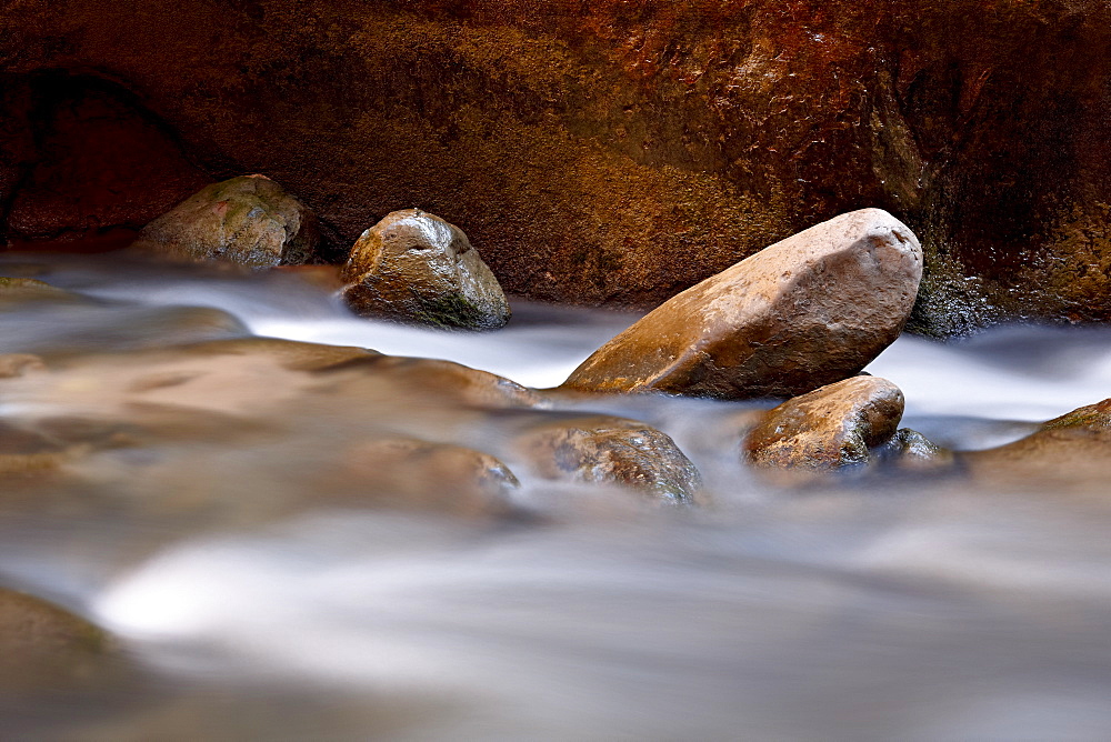 Round rocks in the Virgin River near The Narrows, Zion National Park, Utah, United States of America, North America