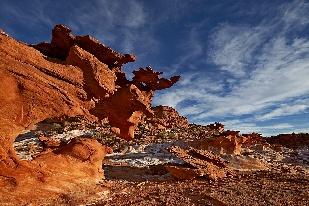 Overhanging sandstone formation, Gold Butte, Nevada, United States of America, North America