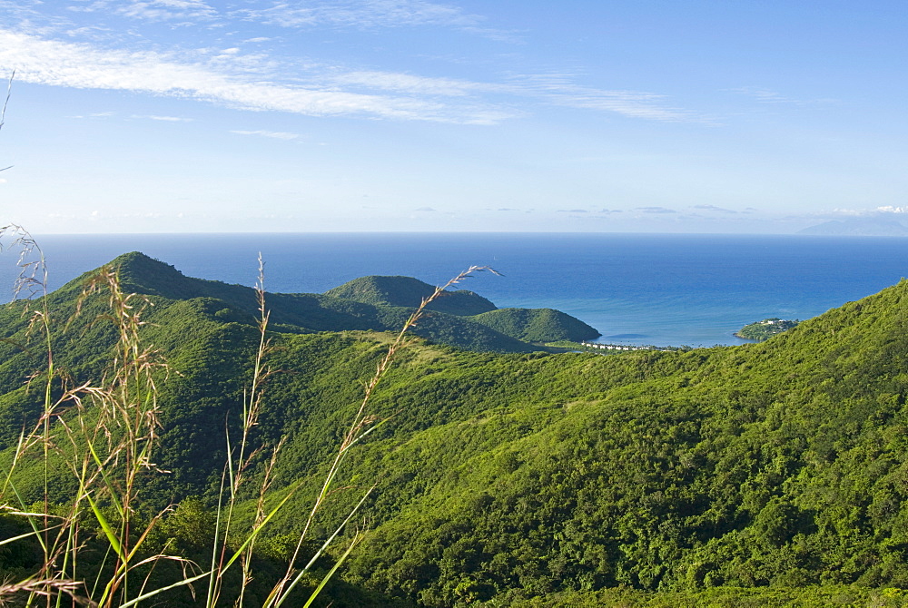 View of south west coast from Boggy Peak, Antigua, Leeward Islands, West Indies, Caribbean, Central America