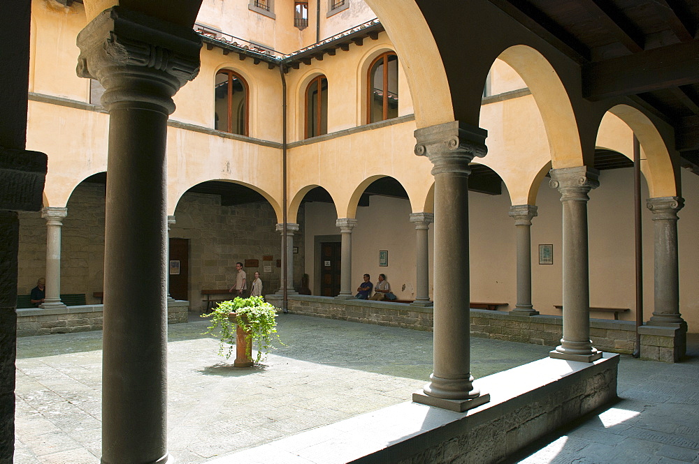 Cloister of the Benedictine Monastery of Camaldoli, Camaldoli, Poppi, Arezzo province, Tuscany, Italy, Europe