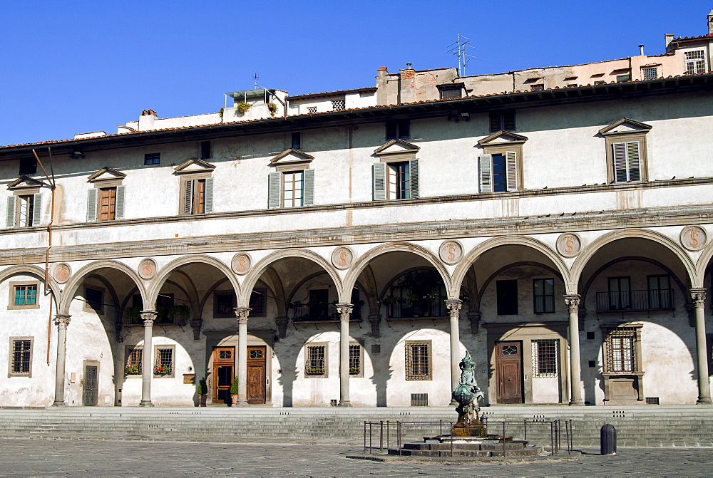 Piazza SS Annunziata, Porch Servants of Mary, Florence, UNESCO World Heritage Site, Tuscany, Italy, Europe