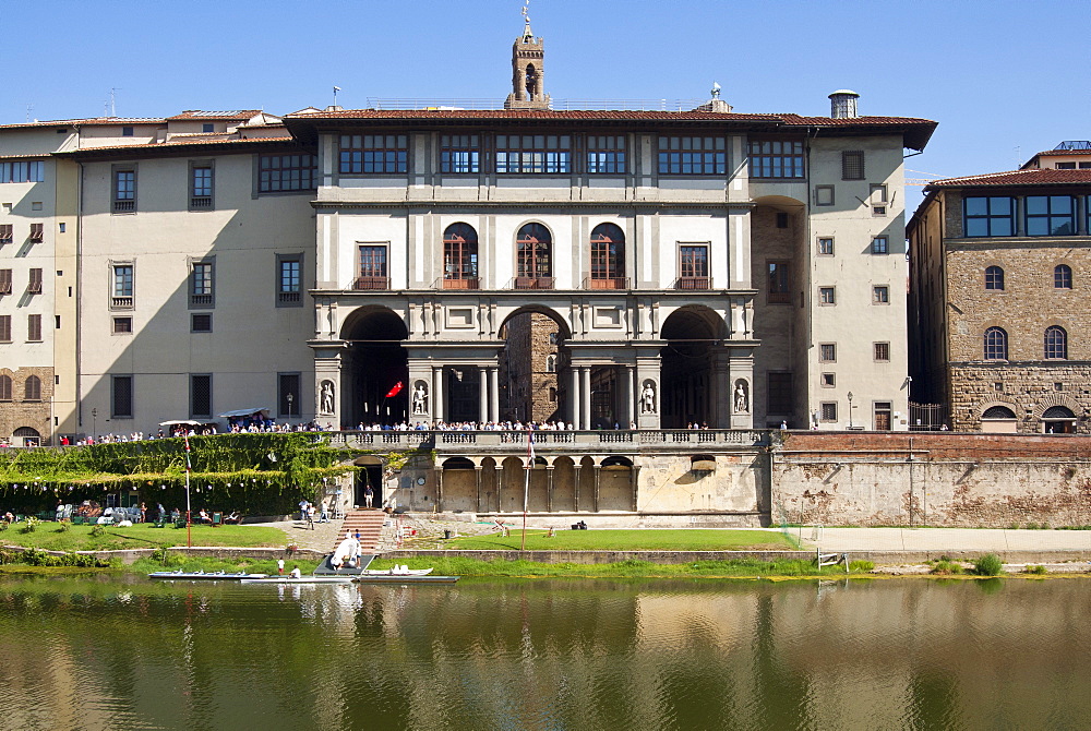 Uffizi Gallery and Arno river, UNESCO World Heritage Site, Florence, Tuscany, Italy, Europe