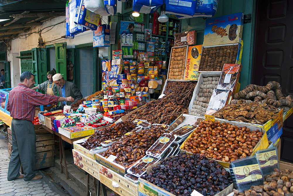 Dried fruit seller, street market, Medina, Tetouan, UNESCO World Heritage Site, Morocco, North Africa, Africa