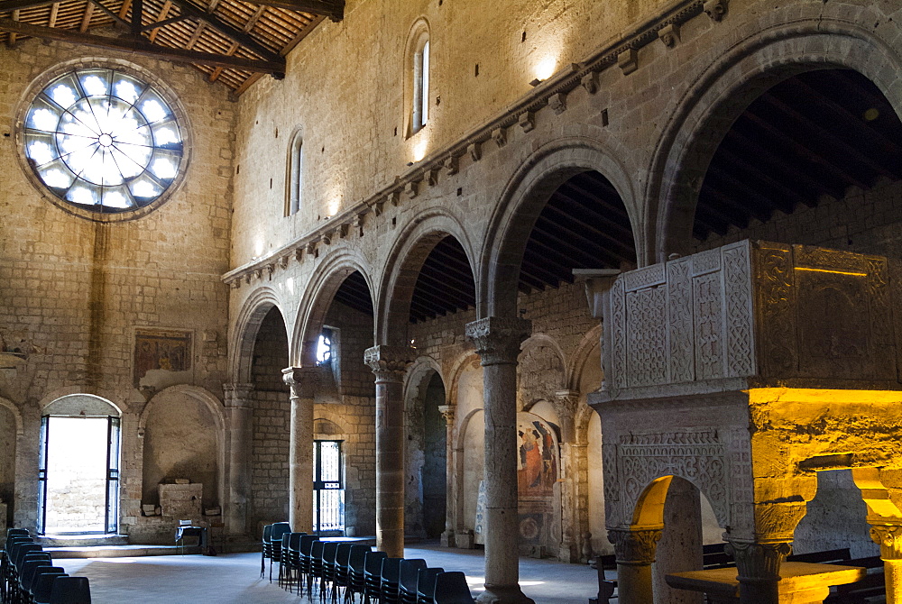 Interior of Santa Maria Maggiore Church, Tuscania, Viterbo province, Latium, Italy, Europe