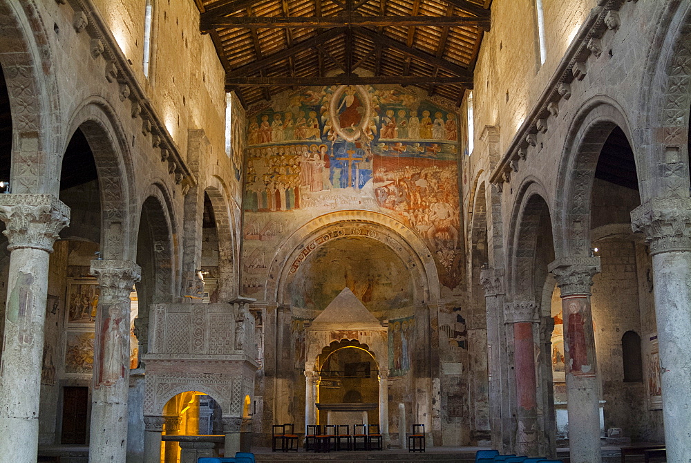 Interior of Santa Maria Maggiore Church, Tuscania, Viterbo province, Latium, Italy, Europe