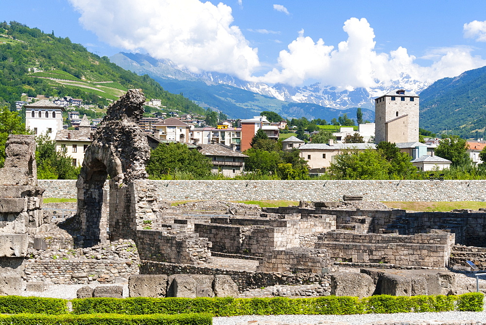 Roman Theater (Teatro Romano), Aosta, Aosta Valley, Italian Alps, Italy, Europe