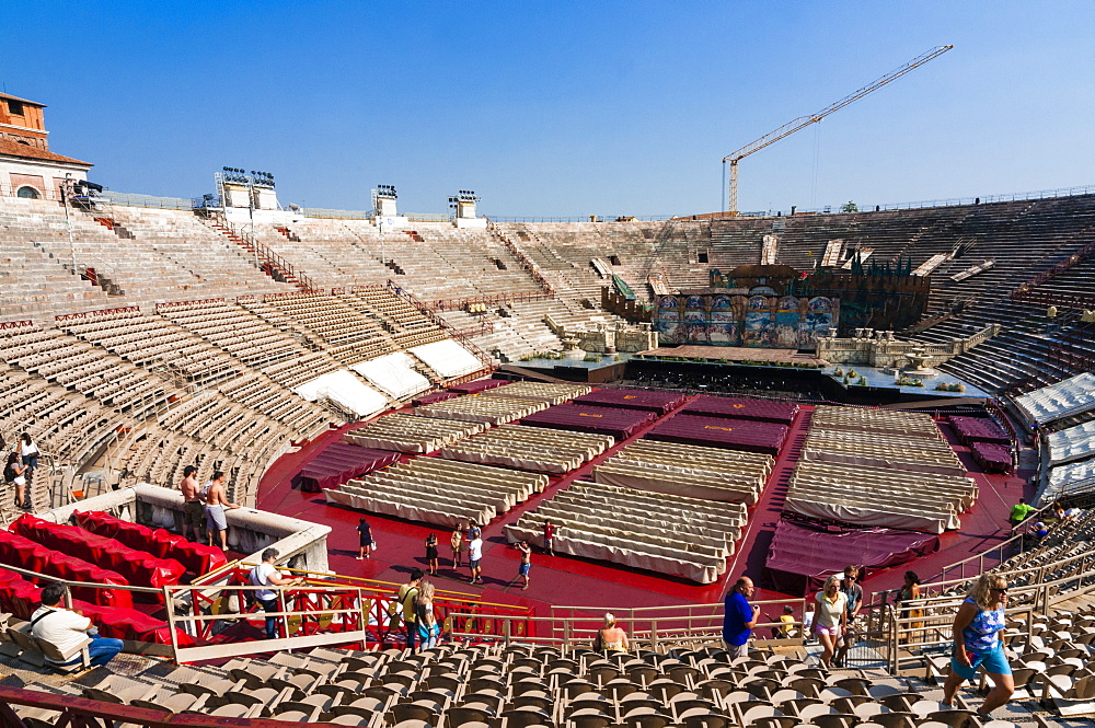 Interior of Roman Arena, Verona, UNESCO World Heritage Site, Veneto, Italy, Europe