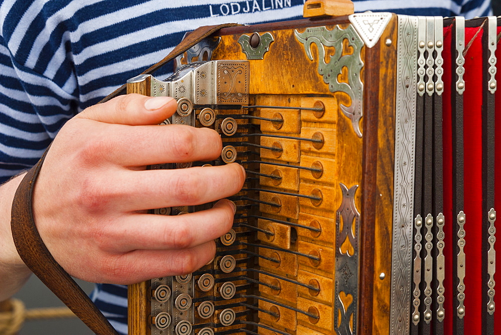 Accordion, ethnic group of musicians, River Emajogi, Tartu, Estonia, Baltic States, Europe