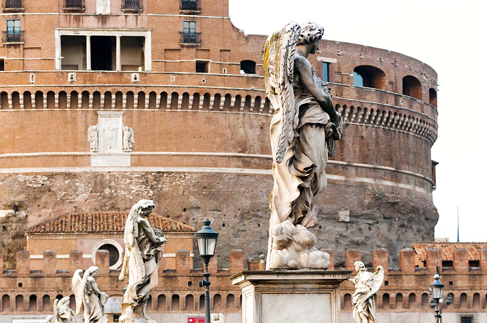 Castel Sant'Angelo, Statues of Ponte Sant'Angelo, Unesco World Heritage Site, Rome, Latium, Italy, Europe