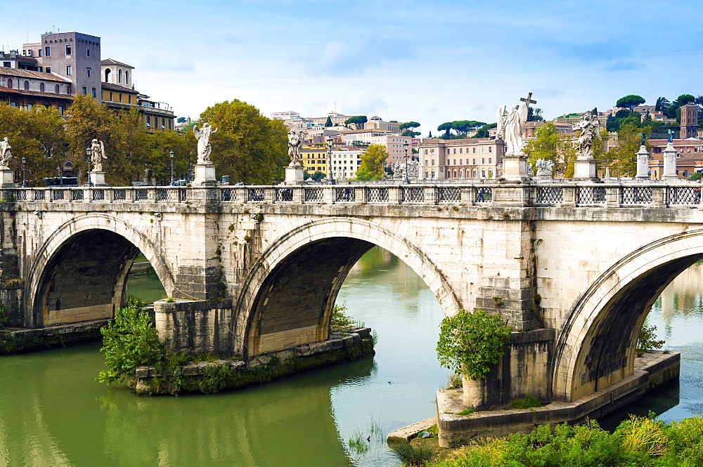 Ponte Sant'Angelo, river Tiber, Unesco World Heritage Site, Rome, Latium, Italy, Europe