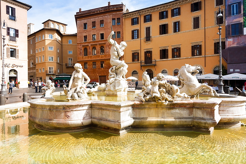 Fountain of Neptune, Piazza Navona, Rome, Unesco World Heritage Site, Latium, Italy, Europe