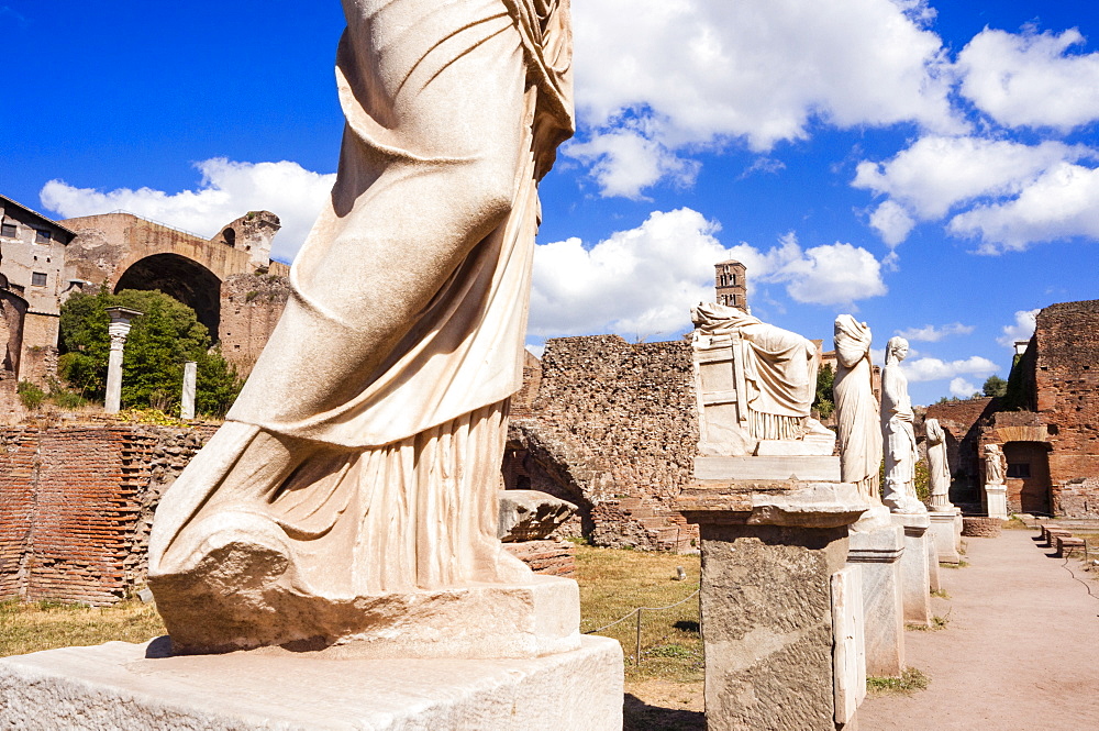 Statues at House of the Vestal Virgins, Roman Forum, UNESCO World Heritage Site, Rome, Lazio, Italy, Europe