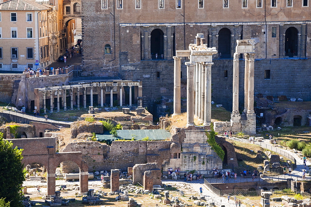 Roman Forum, seen from Palatine Hill, UNESCO World Heritage Site, Rome, Lazio, Italy, Europe