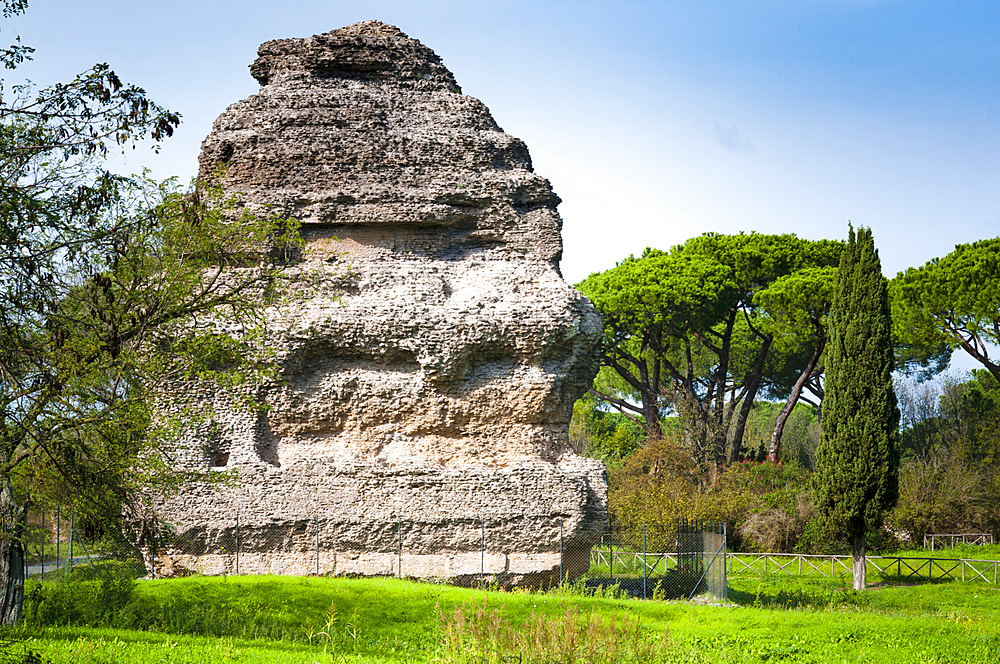 Pyramid mausoleum, Roman Villa of Quintilii, Appian Way, Rome, Latium (Lazio), Italy, Europe