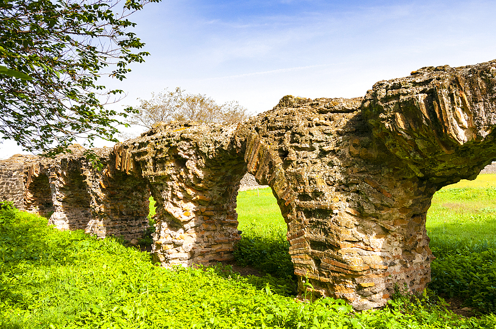 Ruins of aqueduct of great nymphaeum at Roman Villa of Quintilii, Appian Way, Rome, Latium (Lazio), Italy, Europe