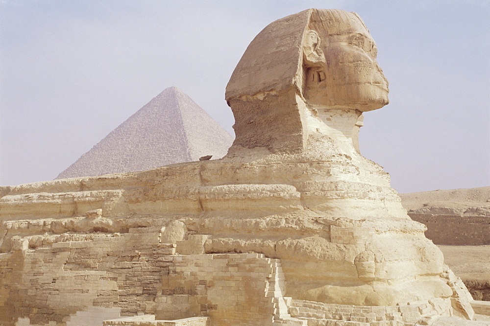 The Sphinx and Chephren pyramid beyond, Giza, UNESCO World Heritage Site, near Cairo, Egypt, North Africa, Africa