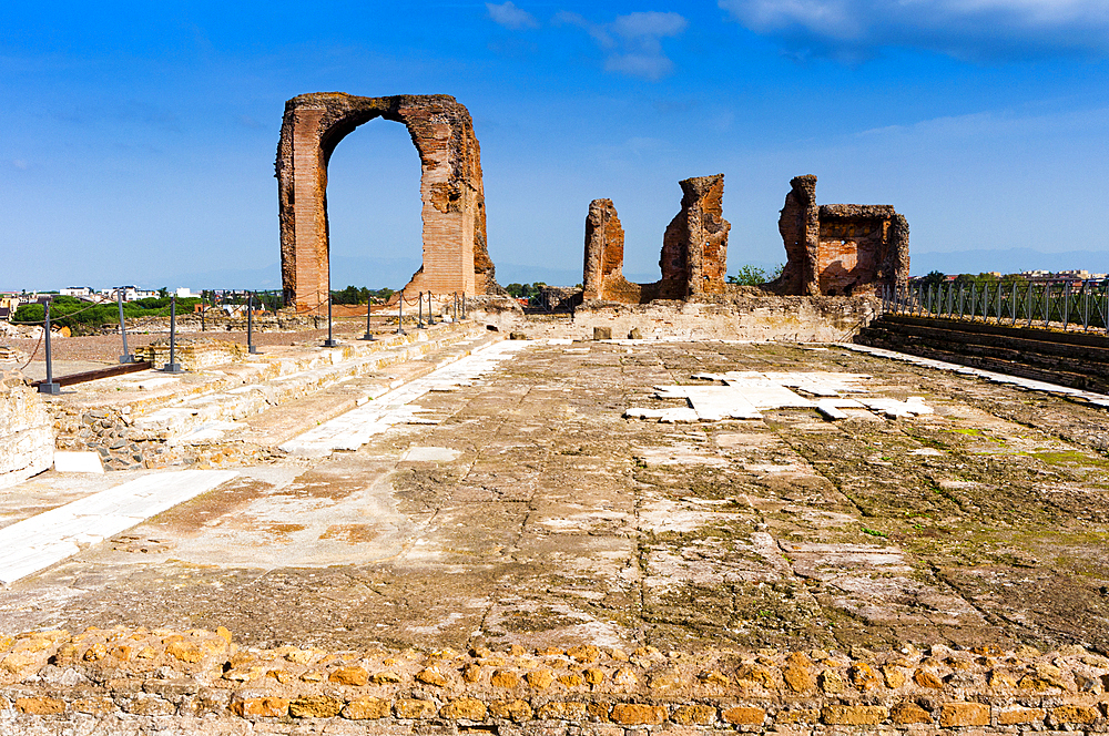 Large paved courtyard, Roman Villa of Quintilii, Appian Way, Rome, Latium (Lazio), Italy, Europe