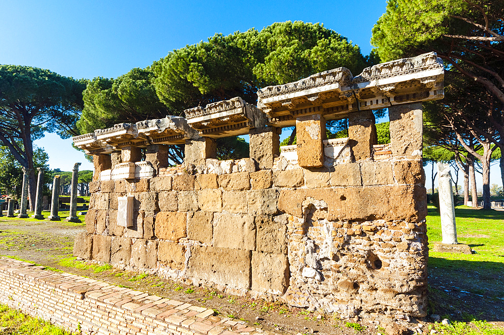 Theater, Ostia Antica archaeological site, Ostia, Rome province, Latium (Lazio), Italy, Europe