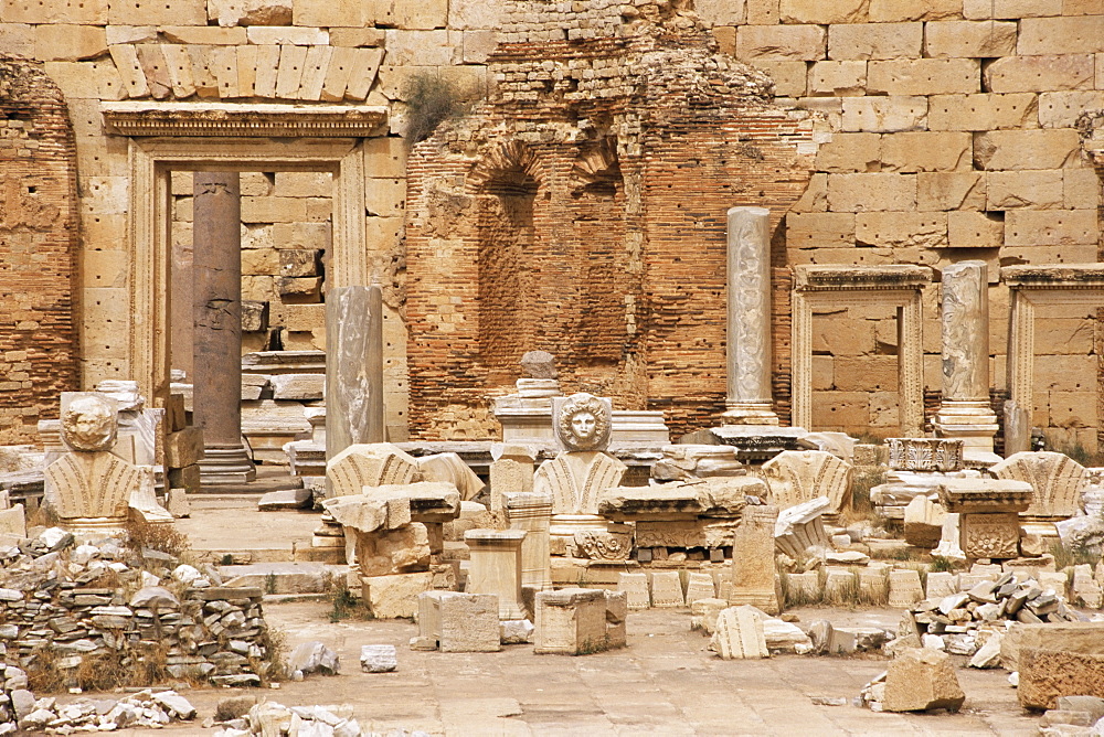 Septimius Severus (Septimus Severus) Forum, Leptis Magna, UNESCO World Heritage Site, Tripolitania, Libya, North Africa, Africa