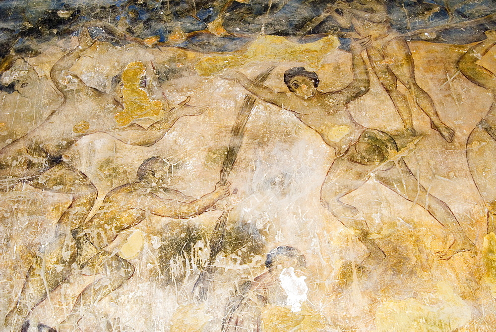 Fresco, Qasr Amra (Quseir Amra), Ummayad Hunting Pavilion, UNESCO World Heritage Site, Jordan, Middle East