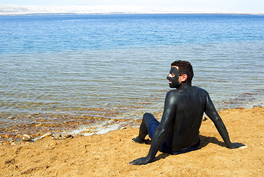 Mud bath, Dead Sea, Jordan, Middle East