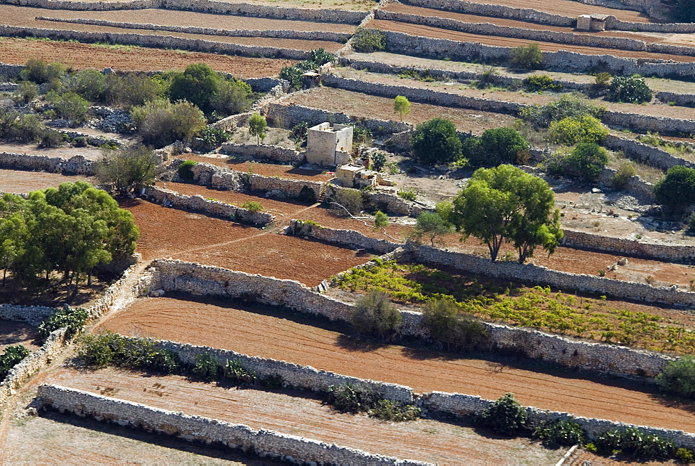 Aerial view of countryside close to Valletta, Malta, Europe